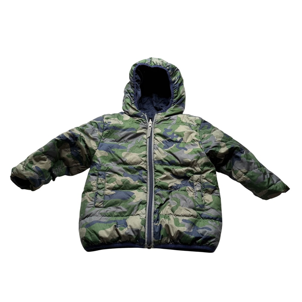 HANNA ANDERSSON Reversible Puffer Jacket Navy Camo Kids 90 US 3T Winter